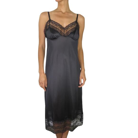 Blair 1980s Vintage Black Lace Slip Lingerie Deadstock NWT Sexy Boudoir Chemise - Picture 1 of 7